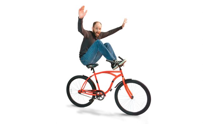 Employee on Bike showing his love of biking